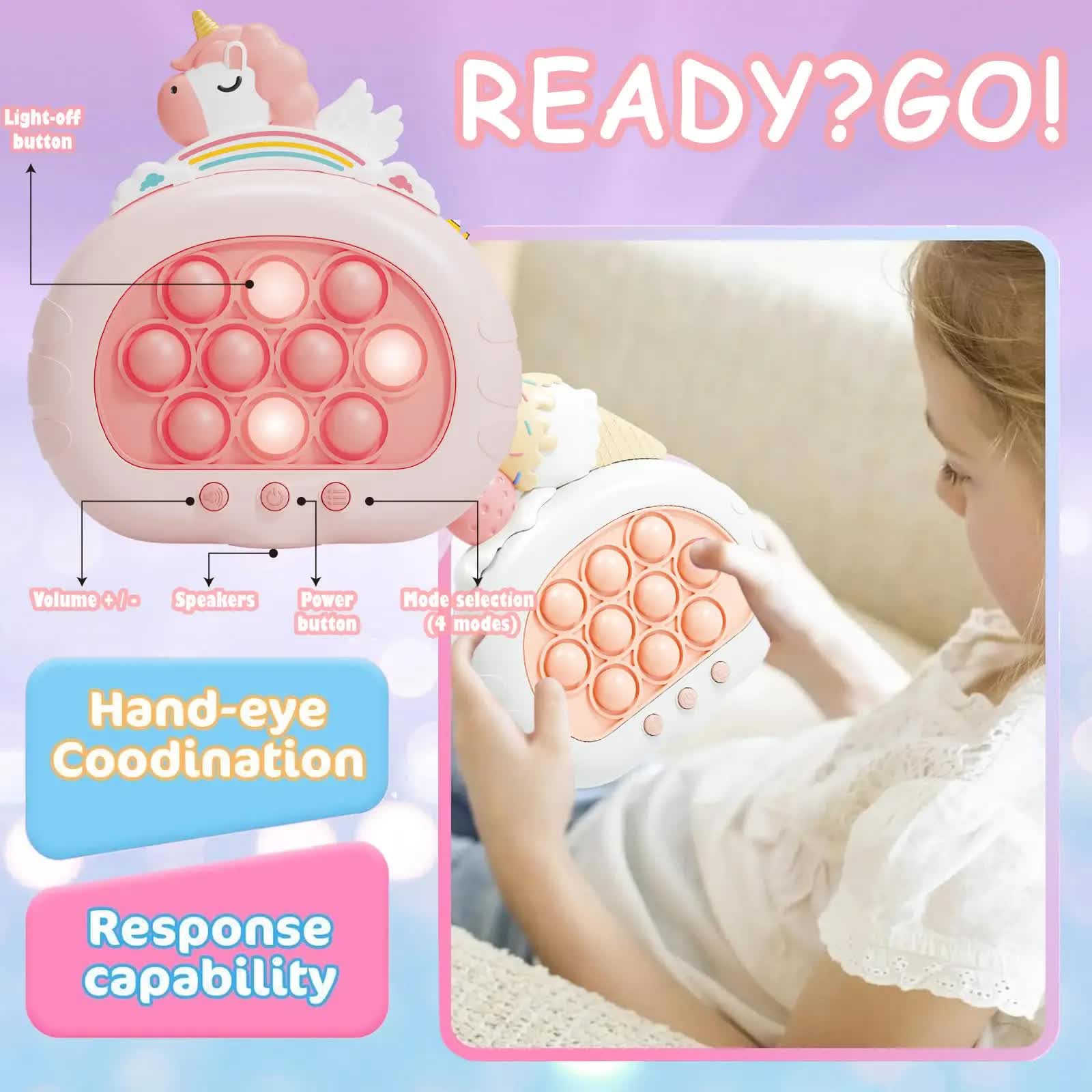 Electronic Fast Push Pop Game - Flamingo Fidget Console with Lights & Sound - 4 Modes Memory & Speed Challenge - Interactive Sensory Toy for Kids 3+ & Travel - Image 4