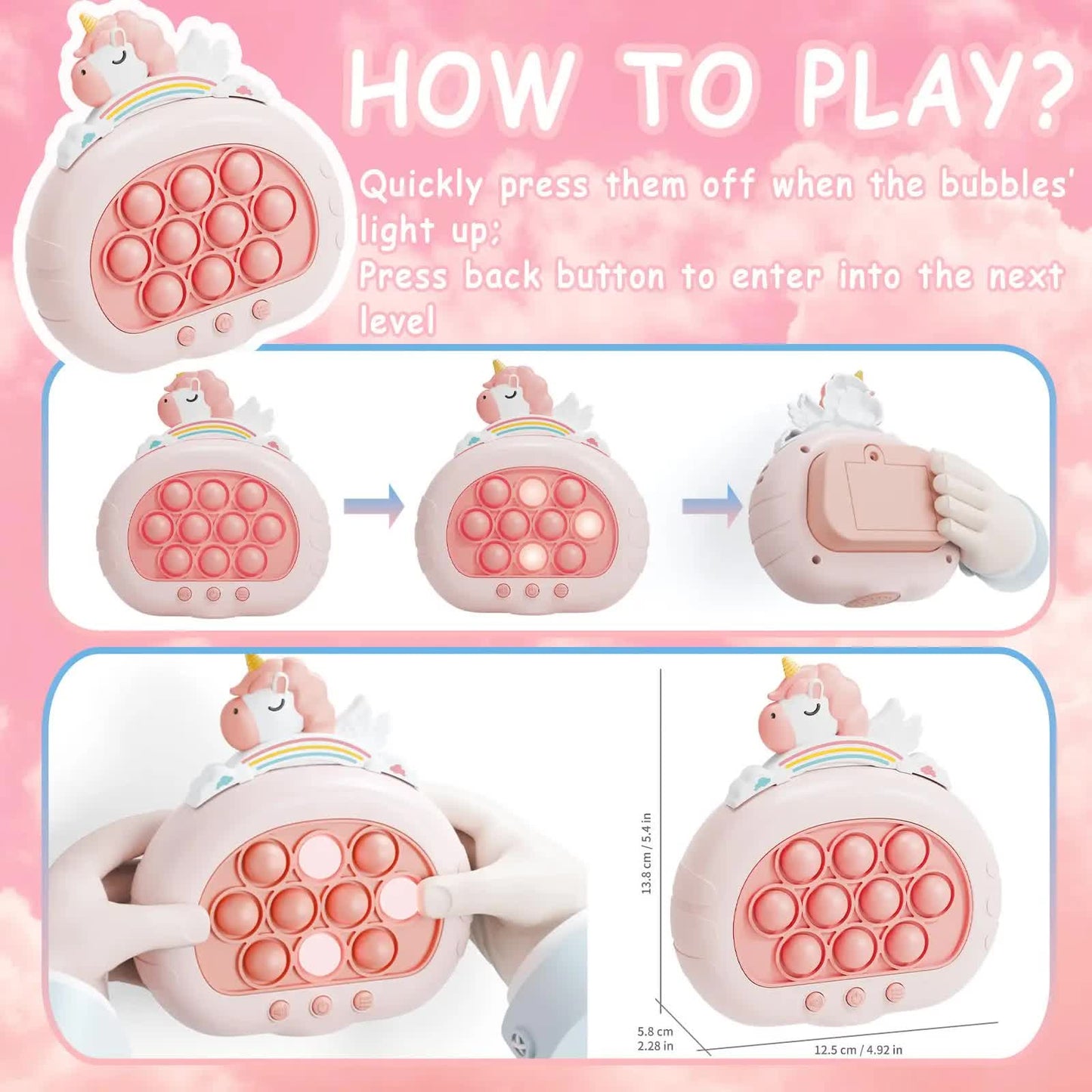 Electronic Fast Push Pop Game - Flamingo Fidget Console with Lights & Sound - 4 Modes Memory & Speed Challenge - Interactive Sensory Toy for Kids 3+ & Travel - Image 5