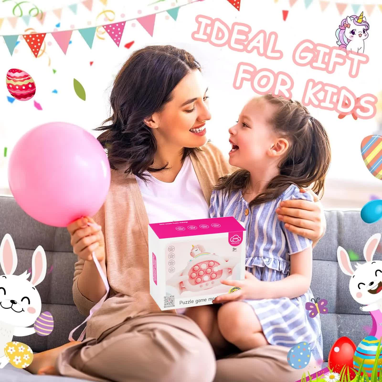 Electronic Fast Push Pop Game - Pink Unicorn Fidget Console with Lights & Sound - 4 Modes Memory & Speed Challenge - Interactive Sensory Toy for Kids 3+ & Travel - Image 2
