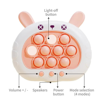 Electronic Fast Push Pop Game - Brown Deer Fidget Console with Lights & Sound - 4 Modes Memory & Speed Challenge - Interactive Sensory Toy for Kids 3+ & Travel - Image 2
