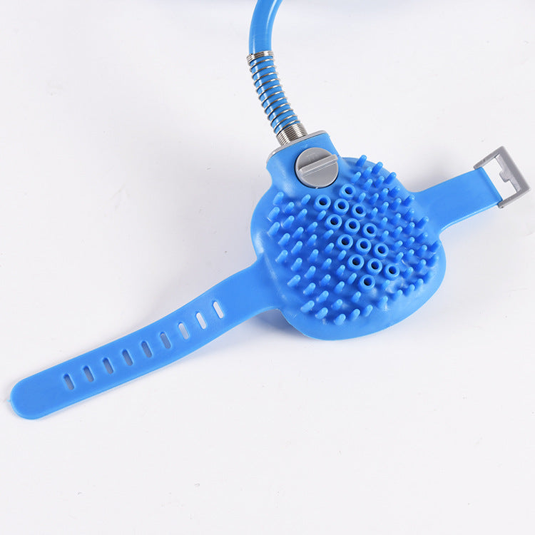 2-in-1 Pet Bathing Tool & Massager - Handheld Silicone Shower Sprayer Scrubber for Dogs & Cats - 2.2m Hose with Indoor & Outdoor Tap Adapters - Blue Grooming Kit - Image 4