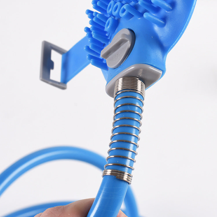 2-in-1 Pet Bathing Tool & Massager - Handheld Silicone Shower Sprayer Scrubber for Dogs & Cats - 2.2m Hose with Indoor & Outdoor Tap Adapters - Blue Grooming Kit - Image 7