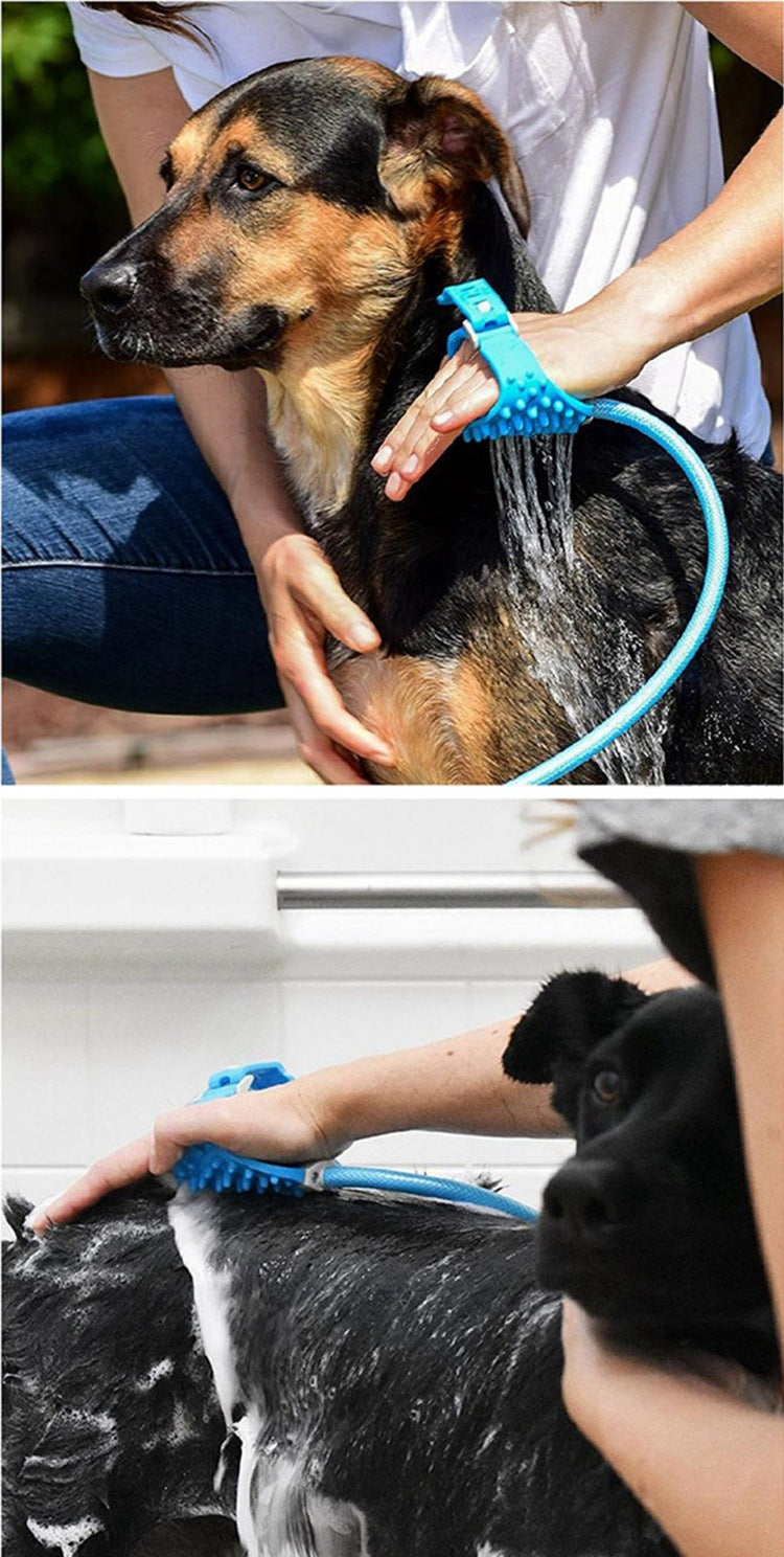 2-in-1 Pet Bathing Tool & Massager - Handheld Silicone Shower Sprayer Scrubber for Dogs & Cats - 2.2m Hose with Indoor & Outdoor Tap Adapters - Blue Grooming Kit - Image 9