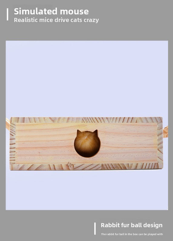 Interactive Wooden Cat Toy Whack-A-Mole Box - Solid Pine Puzzle Game with Pop-Up Plush Mice - Mental Enrichment & Bonding for Indoor Cats - Image 6