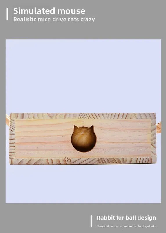 Interactive Wooden Cat Toy Whack-A-Mole Box - Solid Pine Puzzle Game with Pop-Up Plush Mice - Mental Enrichment & Bonding for Indoor Cats - Image 6