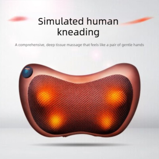 Electric Shiatsu Massage Pillow with Heat - Bi-Directional Deep Kneading Neck & Back Massager - Portable Car & Home Cushion for Muscle Relief - Brown - Image 2
