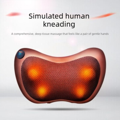 Electric Shiatsu Massage Pillow with Heat - Bi-Directional Deep Kneading Neck & Back Massager - Portable Car & Home Cushion for Muscle Relief - Brown - Image 2