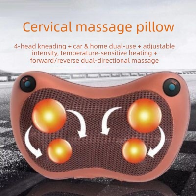 Electric Shiatsu Massage Pillow with Heat - Dual Button Deep Kneading Neck & Back Massager - Adjustable Speed & Direction Car Home Cushion - Brown - Image 2
