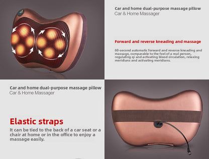Electric Shiatsu Massage Pillow with Heat - Dual Button Deep Kneading Neck & Back Massager - Adjustable Speed & Direction Car Home Cushion - Brown - Image 4
