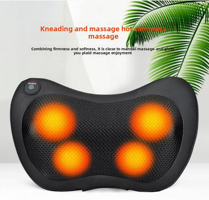 Cordless Rechargeable Shiatsu Massage Pillow - 8 Node Deep Kneading Neck & Back Massager with Heat - Wireless Portable Cushion for Home Car & Travel - Brown - Image 5