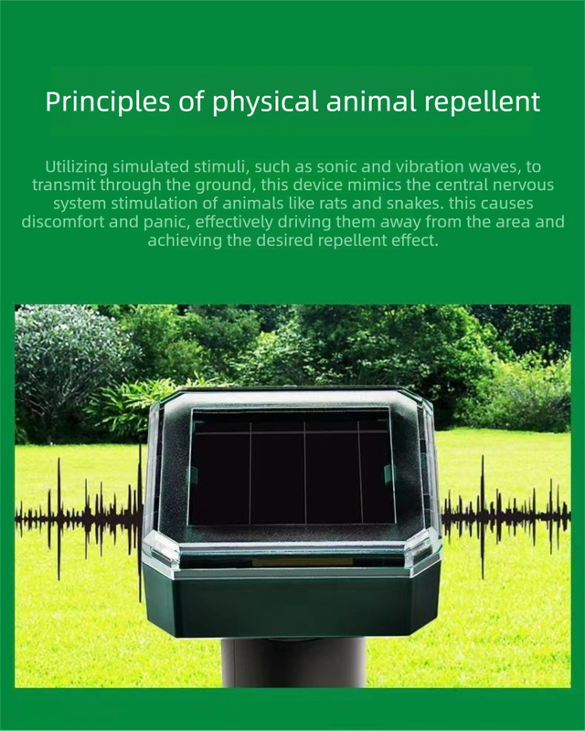 Solar-Powered Sonic Snake and Rodent Repeller Ground Stake - Outdoor Waterproof Ground Vibration Pest Deterrent Device - Ultrasonic Control for Moles, Voles, and House Mice - Garden Lawn Protection - Green Circular Top Model - Image 4
