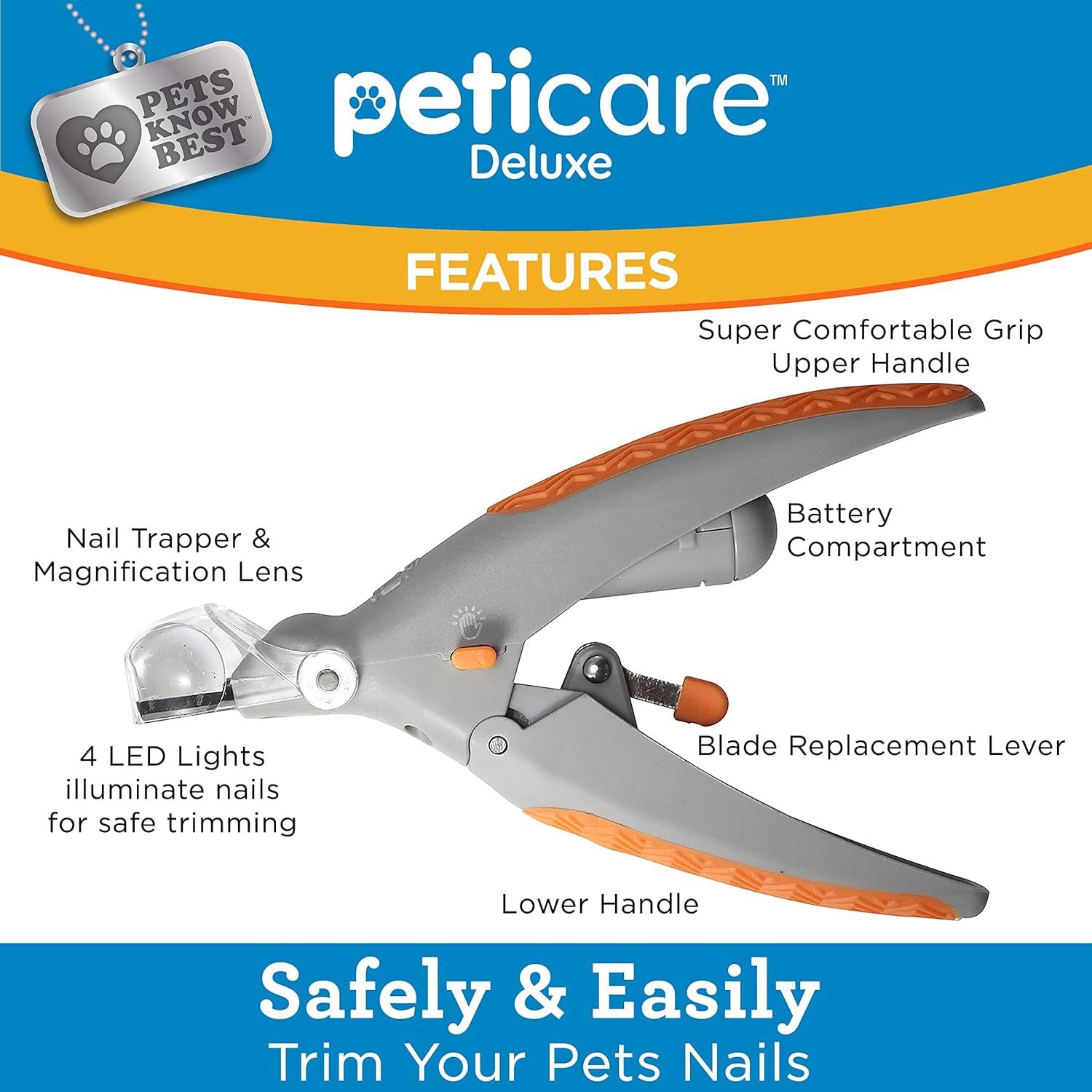 Illuminated Pet Nail Clippers with 5x Magnifier & LED Light - Professional Safety Claw Trimmer for Dogs & Cats - Non-Slip ABS Handle with Nail Catcher - Grey - Image 2