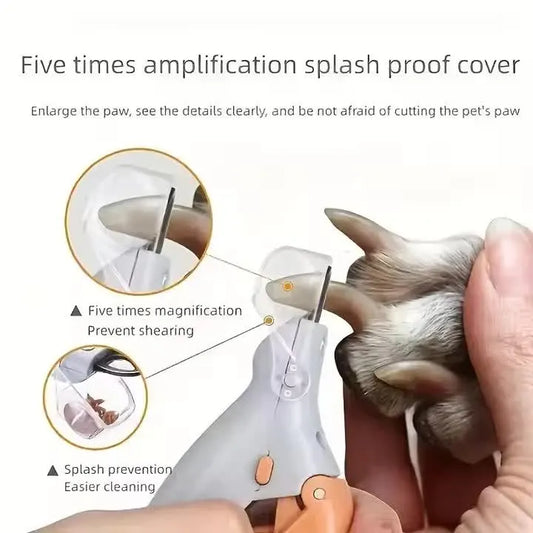 Illuminated Pet Nail Clippers with 5x Magnifier & LED Light - Professional Safety Claw Trimmer for Dogs & Cats - Non-Slip ABS Handle with Nail Catcher - Grey - Image 3