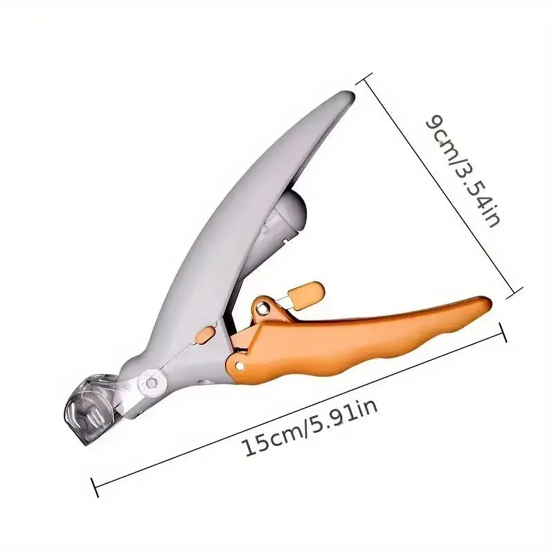 Illuminated Pet Nail Clippers with LED Light & Magnifier - Safety Claw Trimmer for Dogs & Cats - Lightweight Plastic Handle with Nail Catcher - 15cm Grey/Orange
