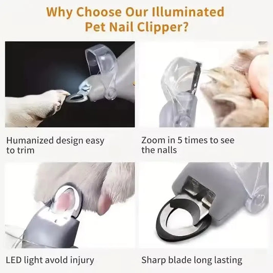 Illuminated Pet Nail Clippers with LED Light & Magnifier - Safety Claw Trimmer for Dogs & Cats - Lightweight Plastic Handle with Nail Catcher - 15cm Grey/Orange - Image 6