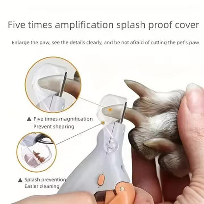 Illuminated Pet Nail Clippers with LED Light & Magnifier - Safety Claw Trimmer for Dogs & Cats - Lightweight Plastic Handle - Grey/Orange in Retail Box - Image 2