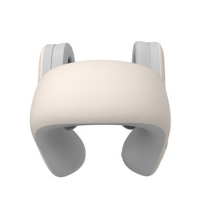 Smart 4-in-1 Travel Neck Pillow with ANC Headphones - Heated Vibration Massage & Bluetooth Audio - Memory Foam Support for Planes & Home - Beige - Image 3