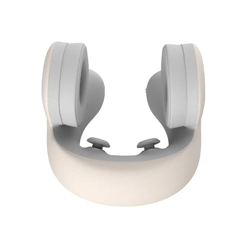Smart 4-in-1 Travel Neck Pillow with ANC Headphones - Heated Vibration Massage & Bluetooth Audio - Memory Foam Support for Planes & Home - Beige - Image 4