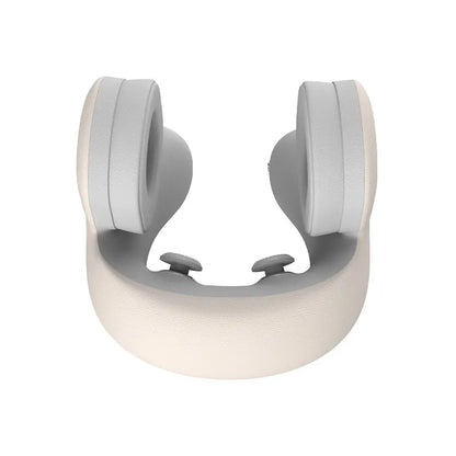 Smart 4-in-1 Travel Neck Pillow with ANC Headphones - Heated Vibration Massage & Bluetooth Audio - Memory Foam Support for Planes & Home - Beige - Image 4