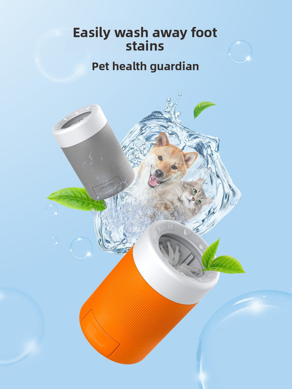 Portable Dog Paw Washer Cup - 360 Degree Muddy Foot Cleaner with Soft Bristles - Gentle Grooming Tool for Cats & Small to Medium Dogs - Grey - Image 4