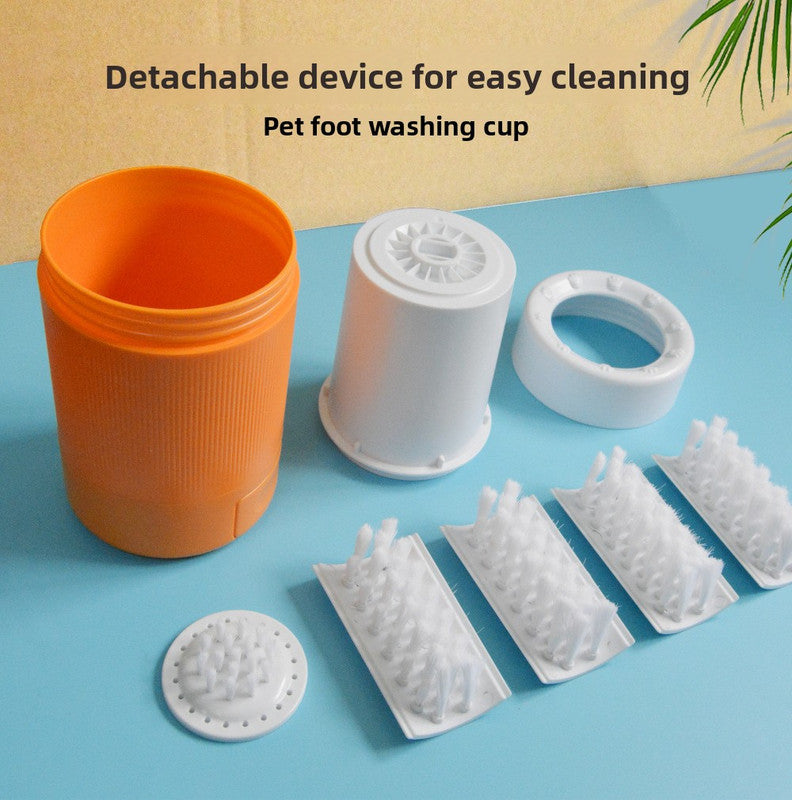Portable Dog Paw Washer Cup - 360 Degree Muddy Foot Cleaner with Soft Bristles - Gentle Grooming Tool for Cats & Small to Medium Dogs - Orange - Image 3