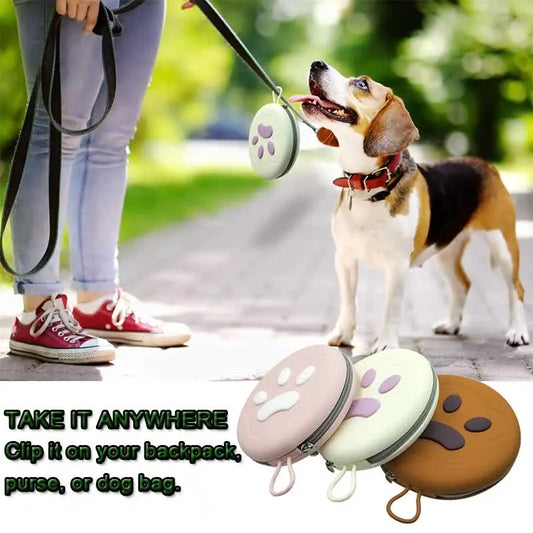 Portable Silicone Double Pet Bowl - Collapsible Travel Dog Feeder for Food & Water - 2 x 450ml Capacity with Zipper Case - Light Yellow - Image 3