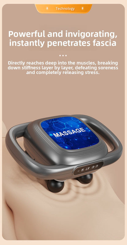 6-Head Deep Tissue Percussion Massager - Cordless Electric Muscle Gun with Red Light Therapy - 9 Speed Dual Handle Body Relaxer for Back & Legs - Starry Grey - Image 3