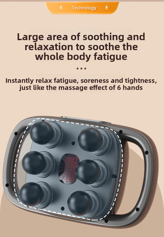 6-Head Deep Tissue Percussion Massager - Cordless Electric Muscle Gun with Red Light Therapy - 9 Speed Dual Handle Body Relaxer for Back & Legs - Starry Grey - Image 5