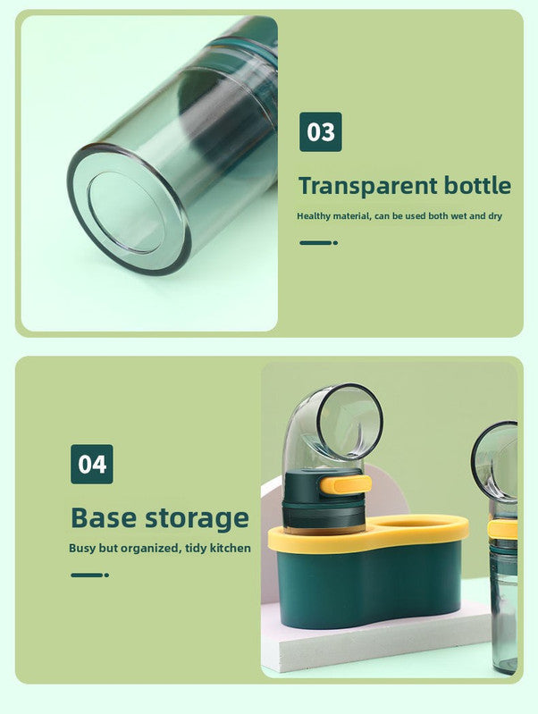 2 PCS Quantitative Salt & Spice Dispenser Set with Storage Base - 0.5g Precise Metering Shakers for Salt & Pepper - Push Button Portion Control Kitchen Organiser - Dark Green - Image 5