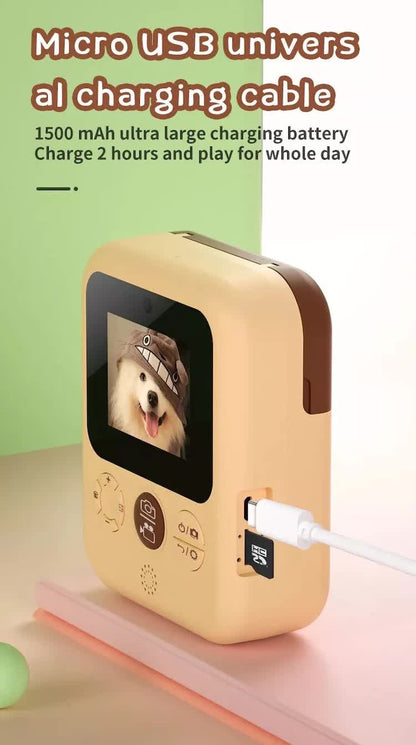 Kids Instant Print Camera with 3 Paper Rolls - Zero Ink Thermal Digital Camera & Video Recorder - 1080P Dual Lens Selfie Toy for Boys & Girls - Brown - Image 6