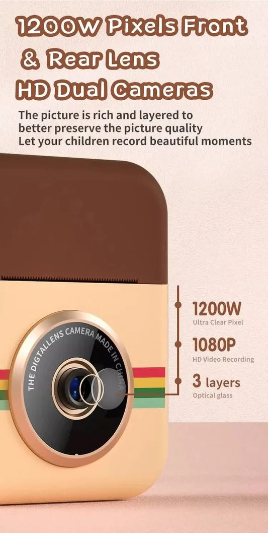 Kids Instant Print Camera with 3 Paper Rolls - Zero Ink Thermal Digital Camera & Video Recorder - 1080P Dual Lens Selfie Toy for Boys & Girls - Pink - Image 5