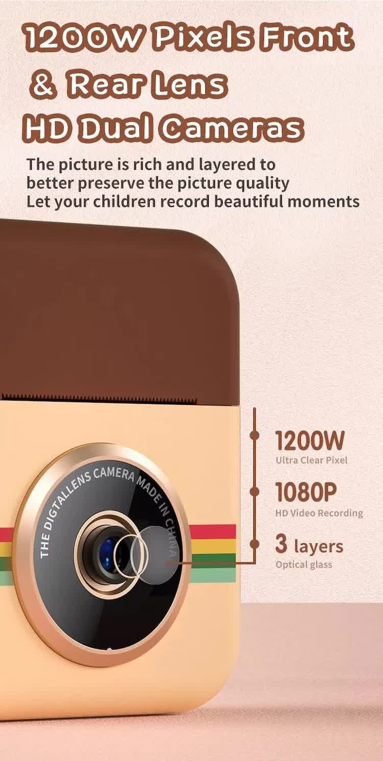 Kids Instant Print Camera with 3 Paper Rolls - Zero Ink Thermal Digital Camera & Video Recorder - 1080P Dual Lens Selfie Toy for Boys & Girls - Blue - Image 5