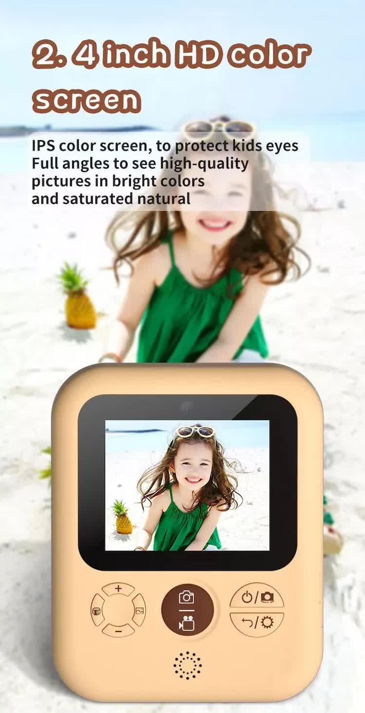Kids Instant Print Camera with 32GB SD Card & 3 Paper Rolls - Retro Thermal Digital Camera & Video Recorder - 1080P Dual Lens Selfie Toy Gift - Brown - Image 9