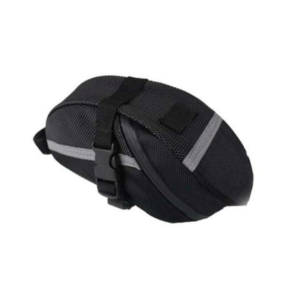 Bike Saddle Bag Under Seat Storage Pouch - Compact 600D Cycling Wedge Pack with Reflective Strip & Tail Light Loop - Quick Release Strap for MTB Road & Folding Bikes - Black - Image 3