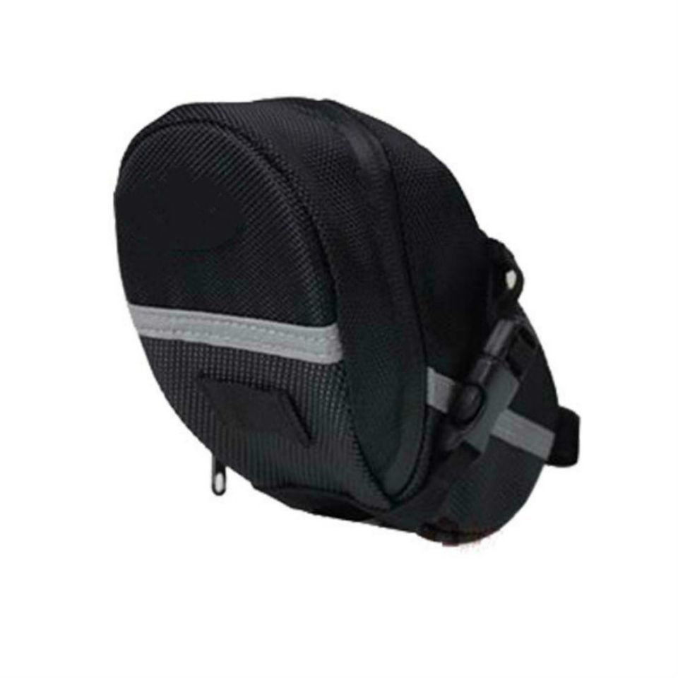 Bike Saddle Bag Under Seat Storage Pouch - Compact 600D Cycling Wedge Pack with Reflective Strip & Tail Light Loop - Quick Release Strap for MTB Road & Folding Bikes - Black - Image 4