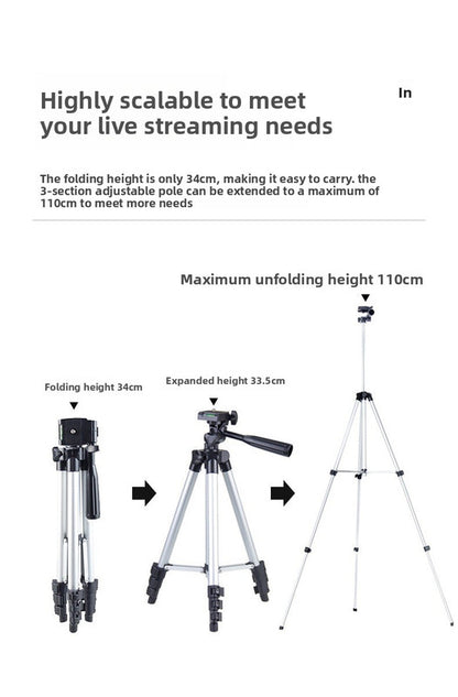 110cm Lightweight Camera & Phone Tripod Stand - Portable Aluminium Travel Tripod with 3-Way Head, Bubble Level & Universal Smartphone Holder - 3110 Adjustable Mount for Live Stream & Vlogging - Black and Silver - Image 2