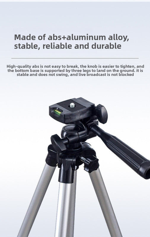 110cm Lightweight Camera & Phone Tripod Stand - Portable Aluminium Travel Tripod with 3-Way Head, Bubble Level & Universal Smartphone Holder - 3110 Adjustable Mount for Live Stream & Vlogging - Black and Silver - Image 6