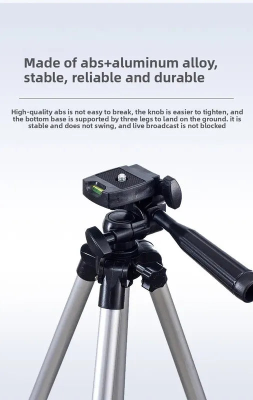 110cm Lightweight Camera & Phone Tripod Stand - Portable Aluminium Travel Tripod with 3-Way Head, Bubble Level & Universal Smartphone Holder - 3110 Adjustable Mount for Live Stream & Vlogging - Black and Silver - Image 6