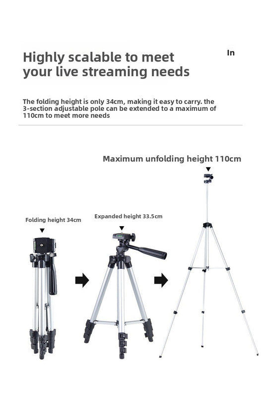 3120 Black Camera & Phone Tripod Stand - 110cm Lightweight Aluminium Portable Travel Mount with 3-Way Head & Universal Smartphone Holder - Adjustable Vlogging Gear - Black - Image 2