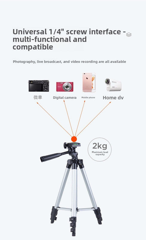 3120 Black Camera & Phone Tripod Stand - 110cm Lightweight Aluminium Portable Travel Mount with 3-Way Head & Universal Smartphone Holder - Adjustable Vlogging Gear - Black - Image 4