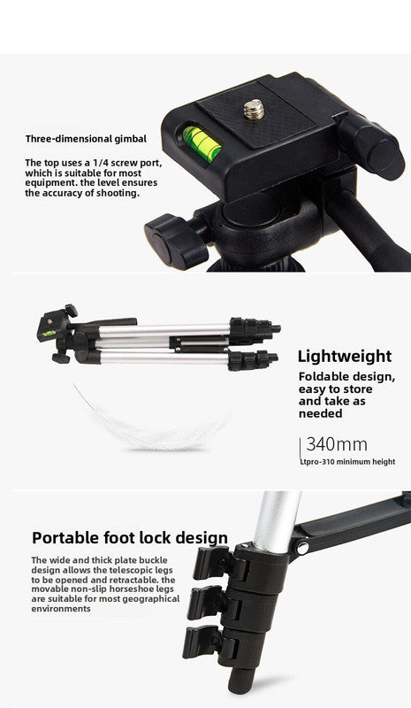 3120 Black Camera & Phone Tripod Stand - 110cm Lightweight Aluminium Portable Travel Mount with 3-Way Head & Universal Smartphone Holder - Adjustable Vlogging Gear - Black - Image 5