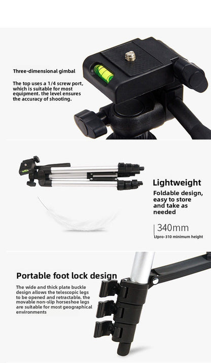 3120 Black Camera & Phone Tripod Stand - 110cm Lightweight Aluminium Portable Travel Mount with 3-Way Head & Universal Smartphone Holder - Adjustable Vlogging Gear - Black - Image 5