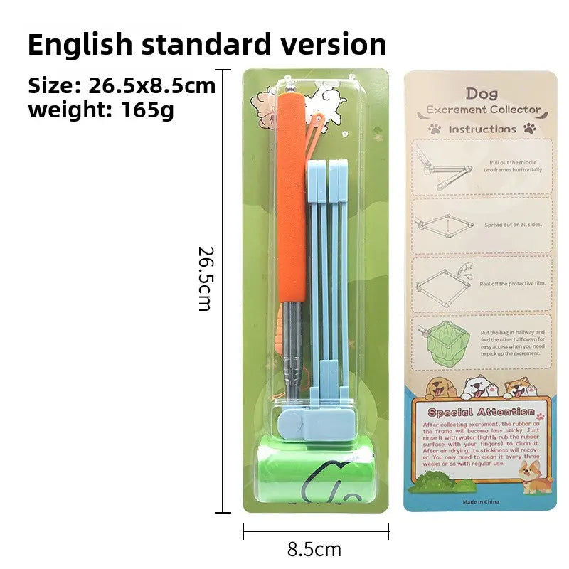 Portable Telescopic Dog Poop Scooper No Touch Waste Collector with Extendable Handle Small Size for Pets up to 15kg Ideal for Daily Walks
