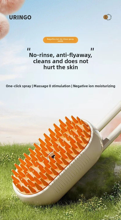 3 in 1 Electric Pet Spray Comb with Rotatable Handle Anti Static Grooming Brush for Cats and Dogs Massage Deshedding Tool Khaki - Image 2