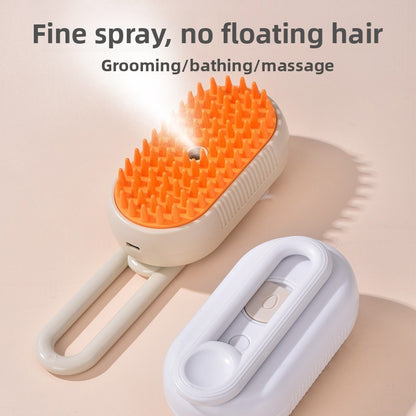 3 in 1 Electric Pet Spray Comb with Rotatable Handle Anti Static Grooming Brush for Cats and Dogs Massage Deshedding Tool White - Image 3