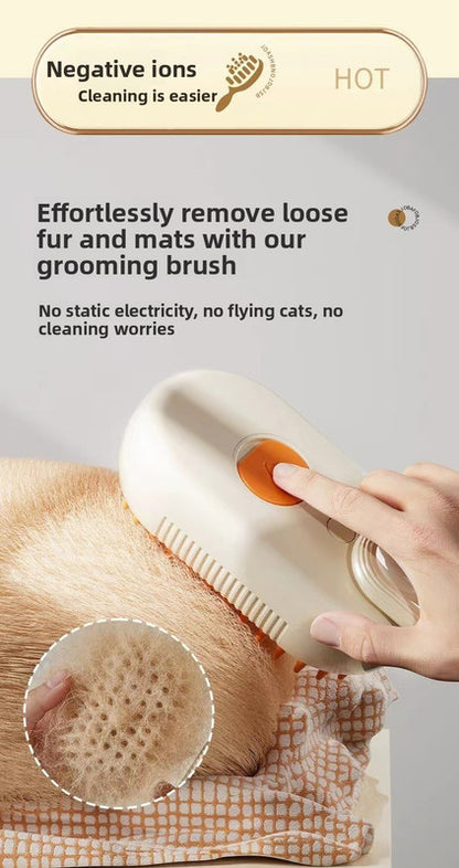 3 in 1 Electric Pet Spray Comb with Rotatable Handle Anti Static Grooming Brush for Cats and Dogs Massage Deshedding Tool White - Image 4