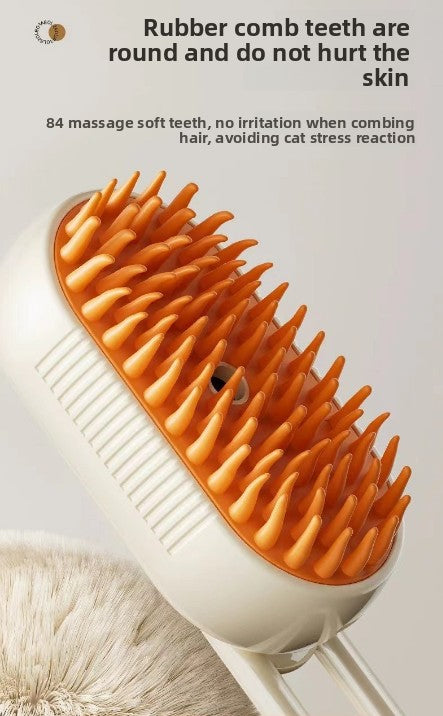 2 Packs 3 in 1 Electric Pet Spray Comb with Rotatable Handle Anti Static Grooming Brush for Cats and Dogs Massage Deshedding Tool Khaki and White - Image 6