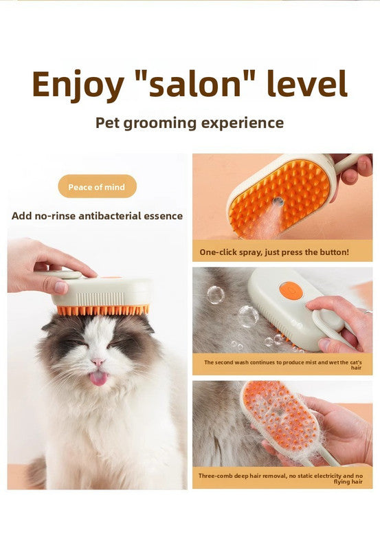 2 Packs 3 in 1 Electric Pet Spray Comb with Rotatable Handle Anti Static Grooming Brush for Cats and Dogs Massage Deshedding Tool Khaki and White - Image 7