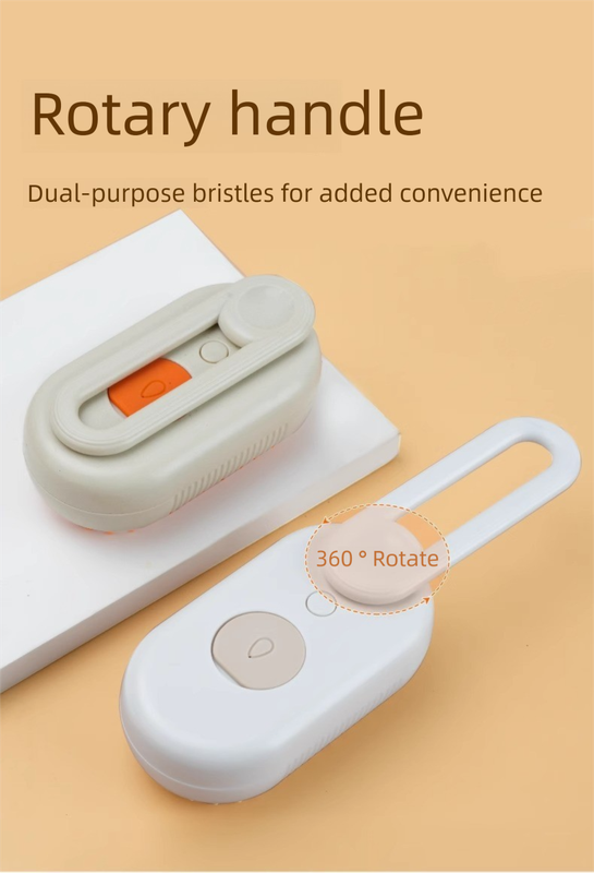 2 Packs 3 in 1 Electric Pet Spray Comb with Rotatable Handle Anti Static Grooming Brush for Cats and Dogs Massage Deshedding Tool Khaki and White - Image 8