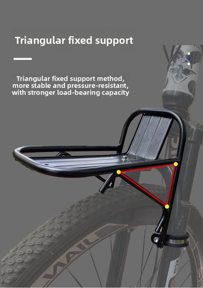Universal Aluminium Bicycle Front Rack Carrier with Mounting Hose Clamps for MTB Fork Cargo Shelf Black - Image 6